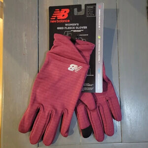New Balance Women Pink Grid Fleece Touch -Tip Technology Gloves Size Med…
